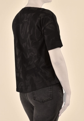 تیشرت آستین کوتاه زنانه یقه گرد با شست  و چاپ 2471