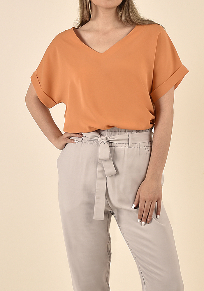 بلوز آستین کوتاه زنانه یقه هفت