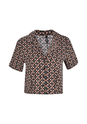 شومیز زنانه کراپ آستین پاکتی