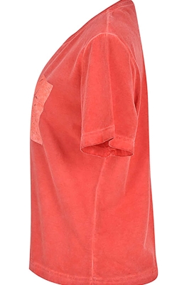 تی شرت زنانه یقه گرد رنگرزی چاپی