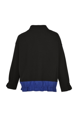 تی شرت آستین بلند ترکیبی با پوپلین آبی