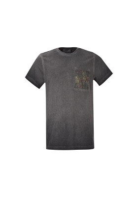 تی شرت آستین کوتاه مردانه جیب و مرغک چاپی