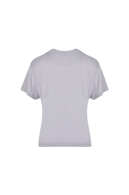 تی شرت زنانه چاپ برگ طوسی