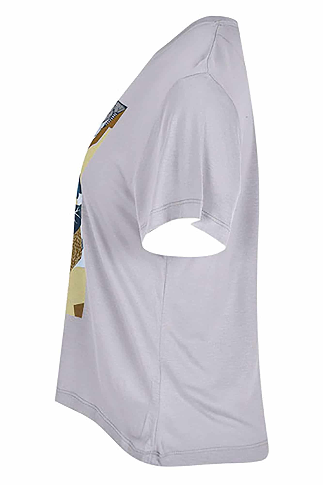 تی شرت زنانه چاپ برگ طوسی