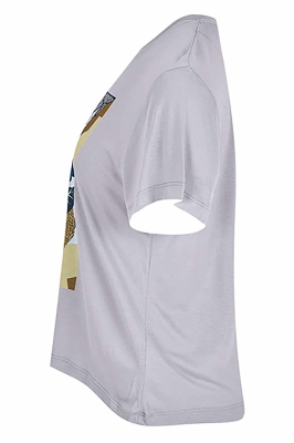 تی شرت زنانه چاپ برگ طوسی