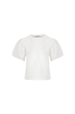 تی شرت زنانه یقه گرد آستین نواری