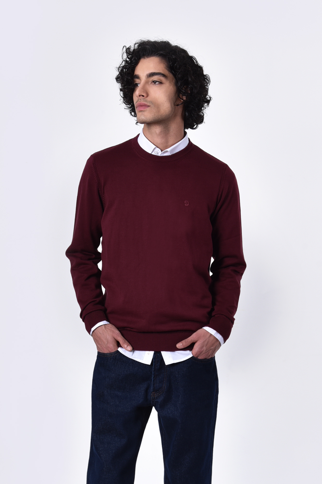 بافت یقه گرد ساده