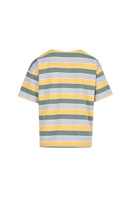 تی شرت زنانه آستین کوتاه راه راه چاپی