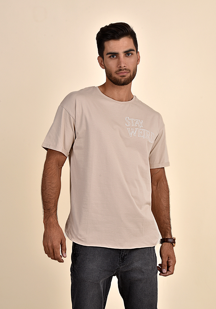 تی شرت مردانه آستین کوتاه گلدوزی دار