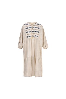 مانتو لینن راه راه پیش گلدوزی