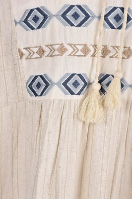 مانتو لینن راه راه پیش گلدوزی