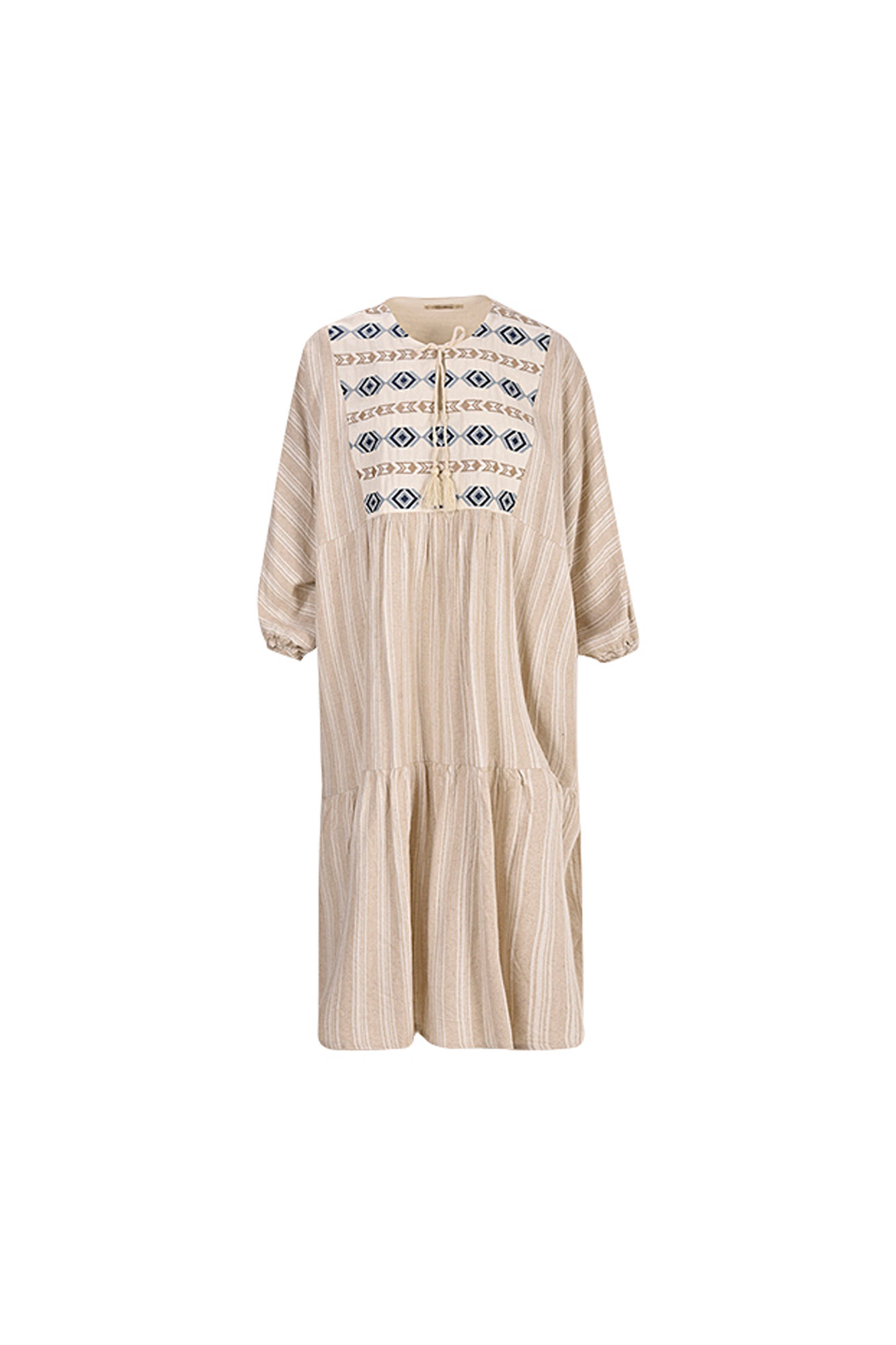 مانتو لینن راه راه پیش گلدوزی