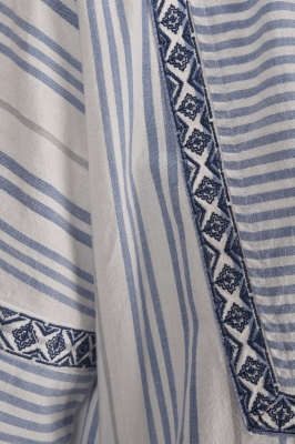 مانتو ترکیبی راه راه گلدوزی دار