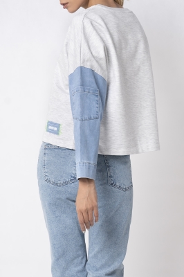 تی شرت آستین بلند زنانه ترکیبی دورس و جین