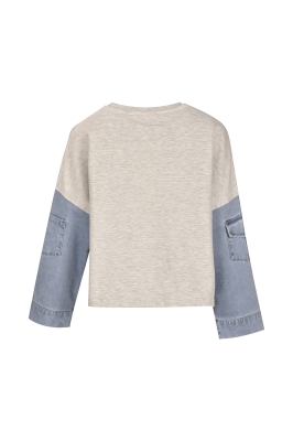 تی شرت آستین بلند زنانه ترکیبی دورس و جین