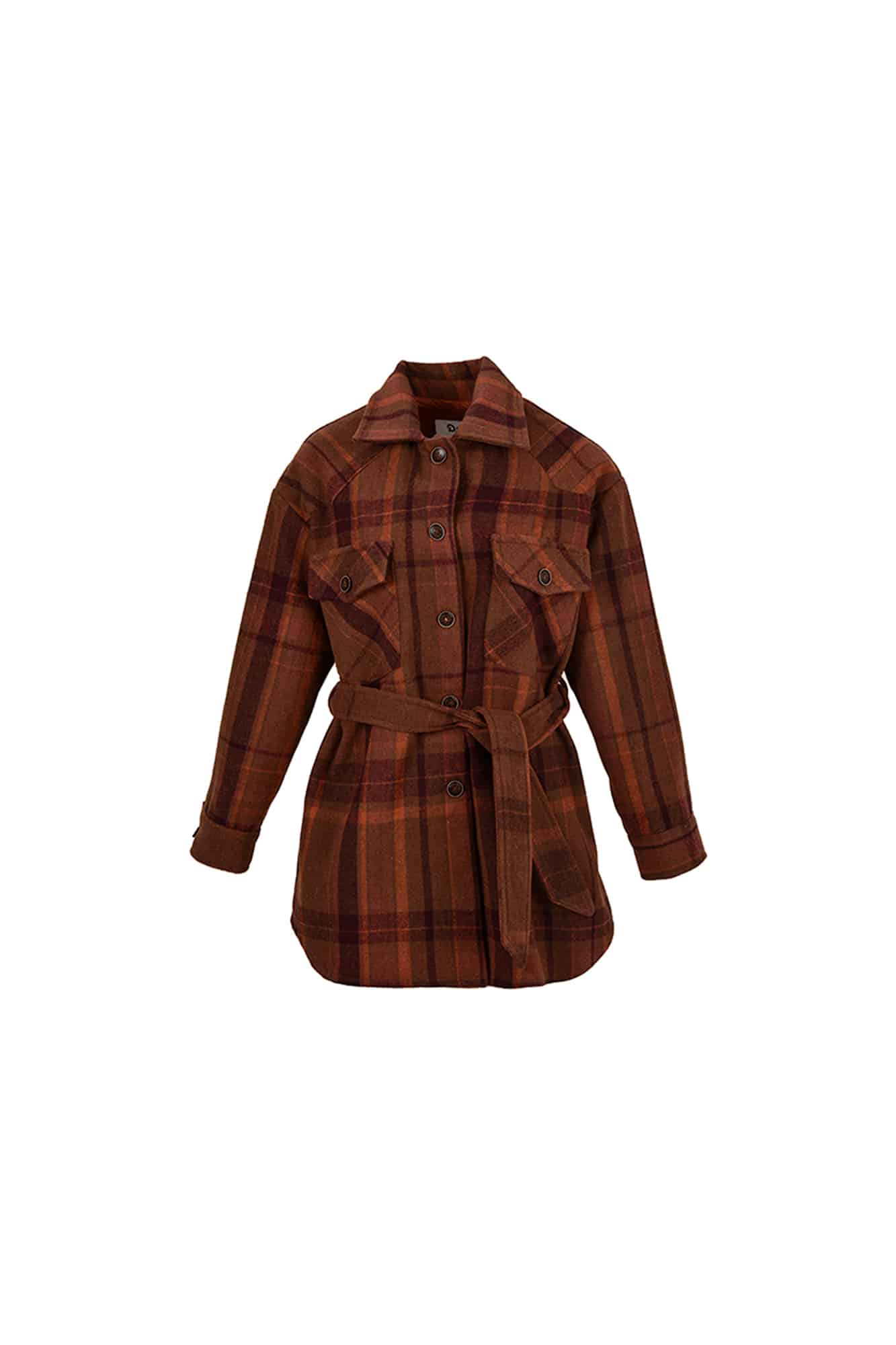 پالتو چهارخونه کمربنددار