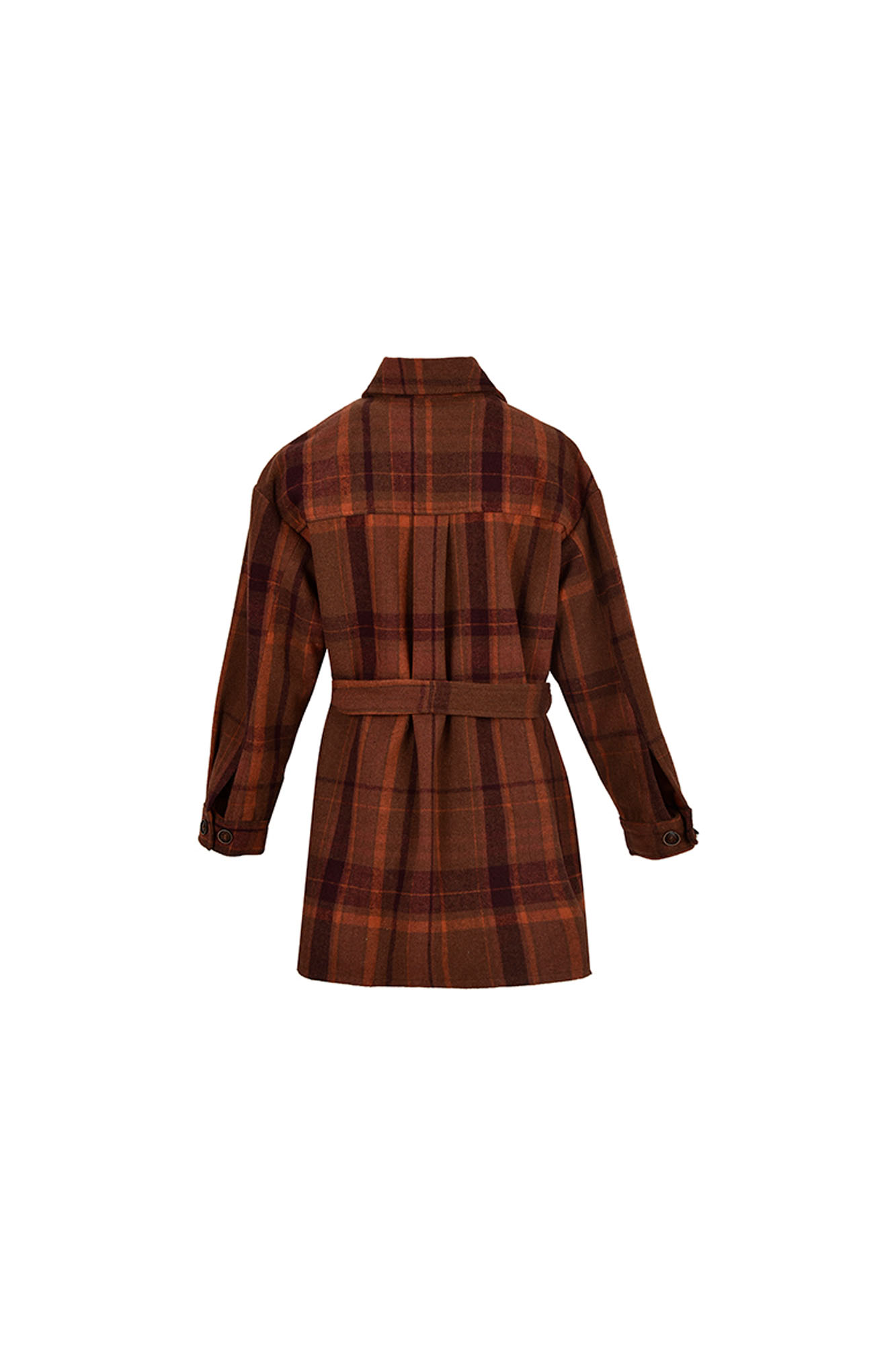 پالتو چهارخونه کمربنددار