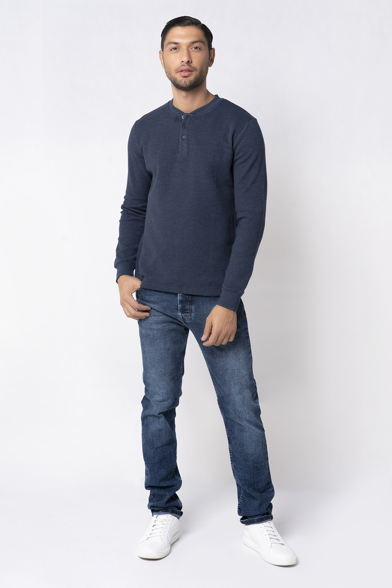 تی شرت آستین بلند مردانه سه دکمه