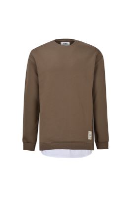 تیشرت آستین بلند مردانه پایین پپلین دار