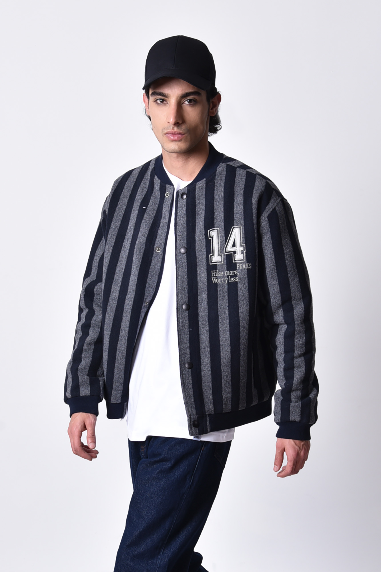 کاپشن راه راه یقه بیسبالی