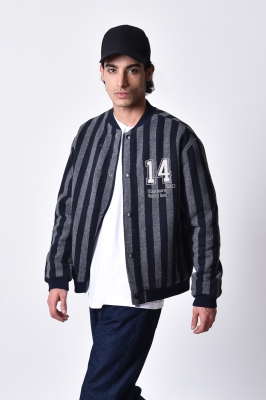 کاپشن راه راه یقه بیسبالی