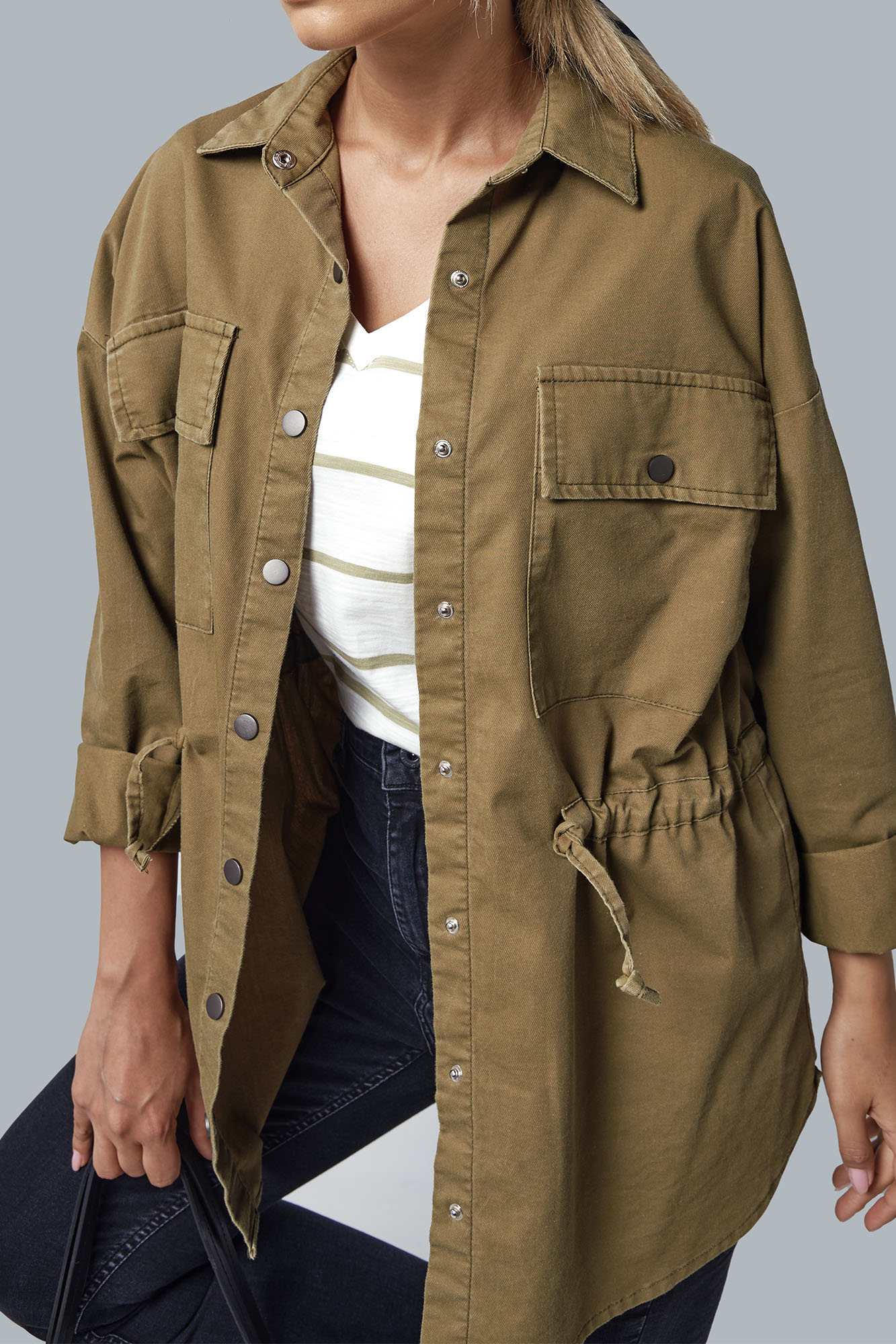 مانتو دو جیب کمر گتر