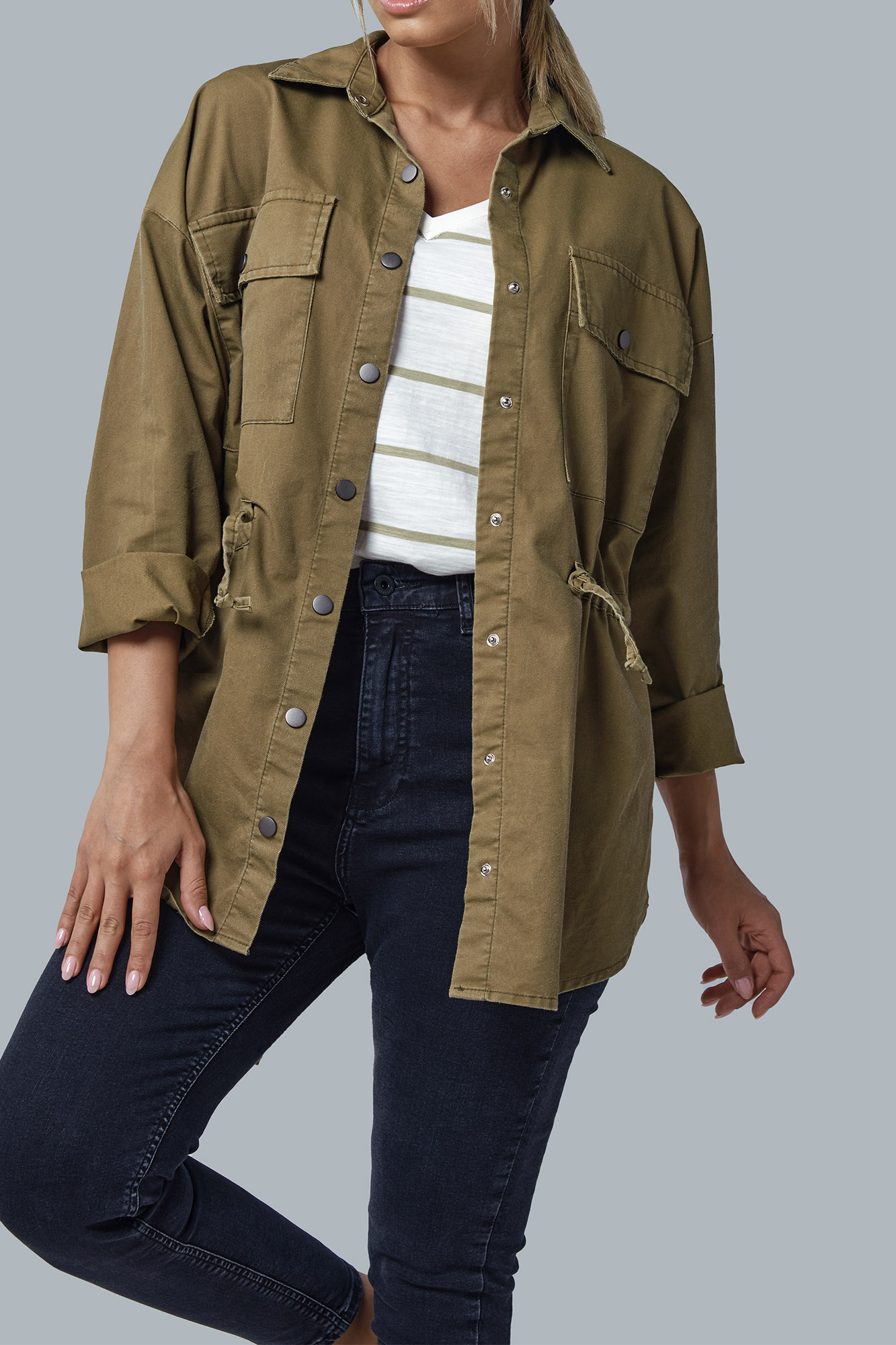 مانتو دو جیب کمر گتر