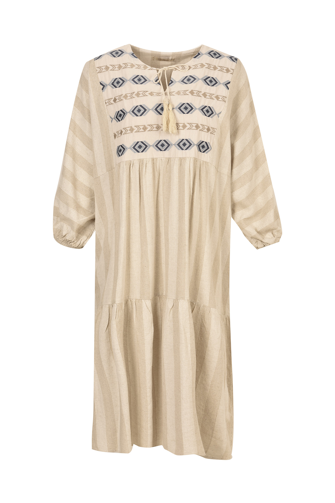 مانتو لینن راه راه پیش گلدوزی