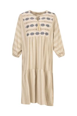 مانتو لینن راه راه پیش گلدوزی