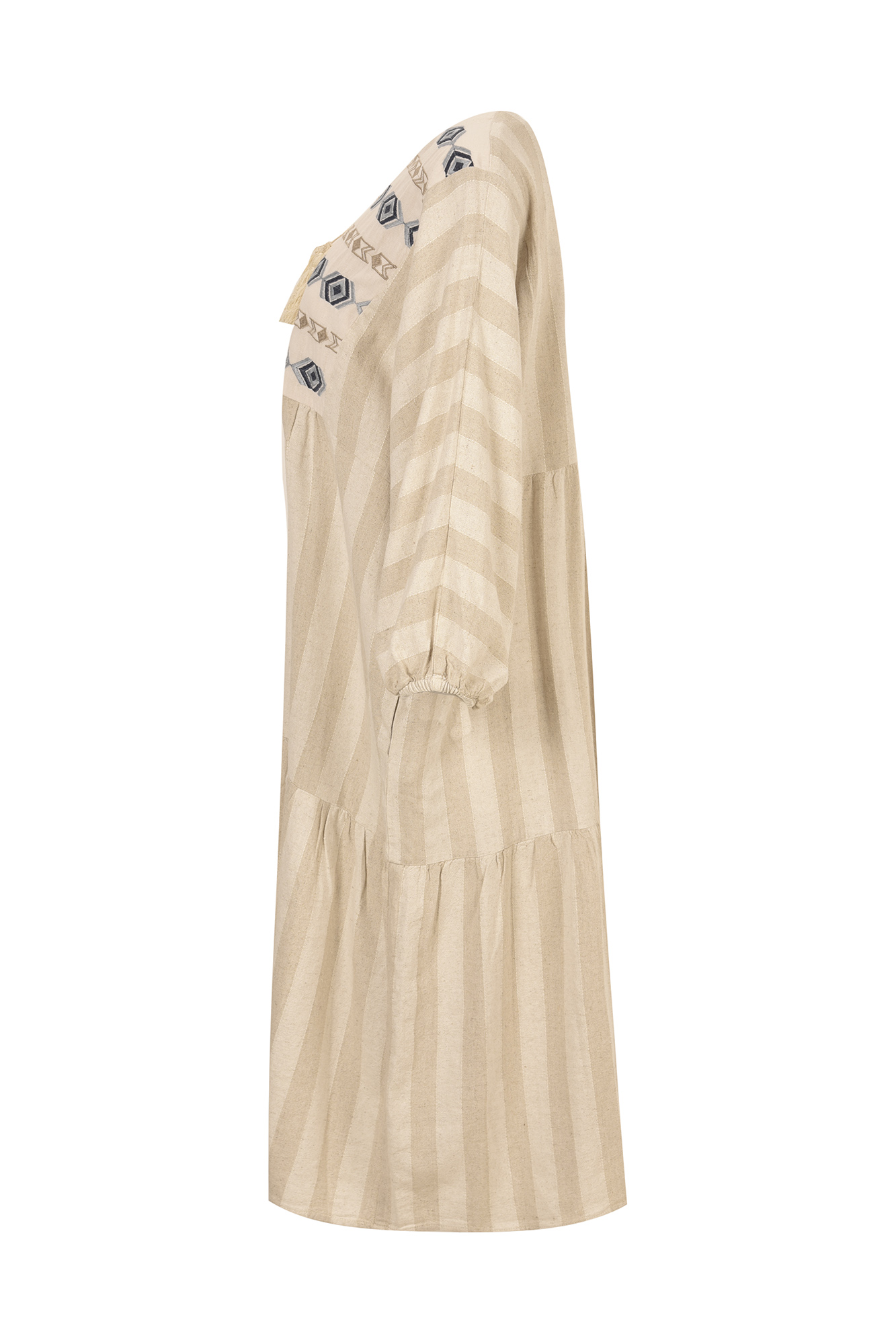 مانتو لینن راه راه پیش گلدوزی