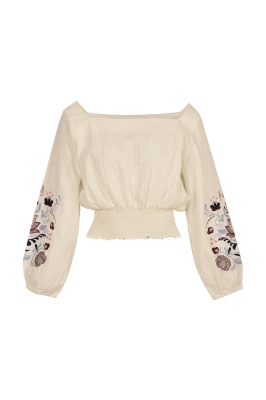 بلوزاستین بلند گلدوزی دار