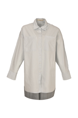 مانتو ترکیبی دو جیب روی سینه