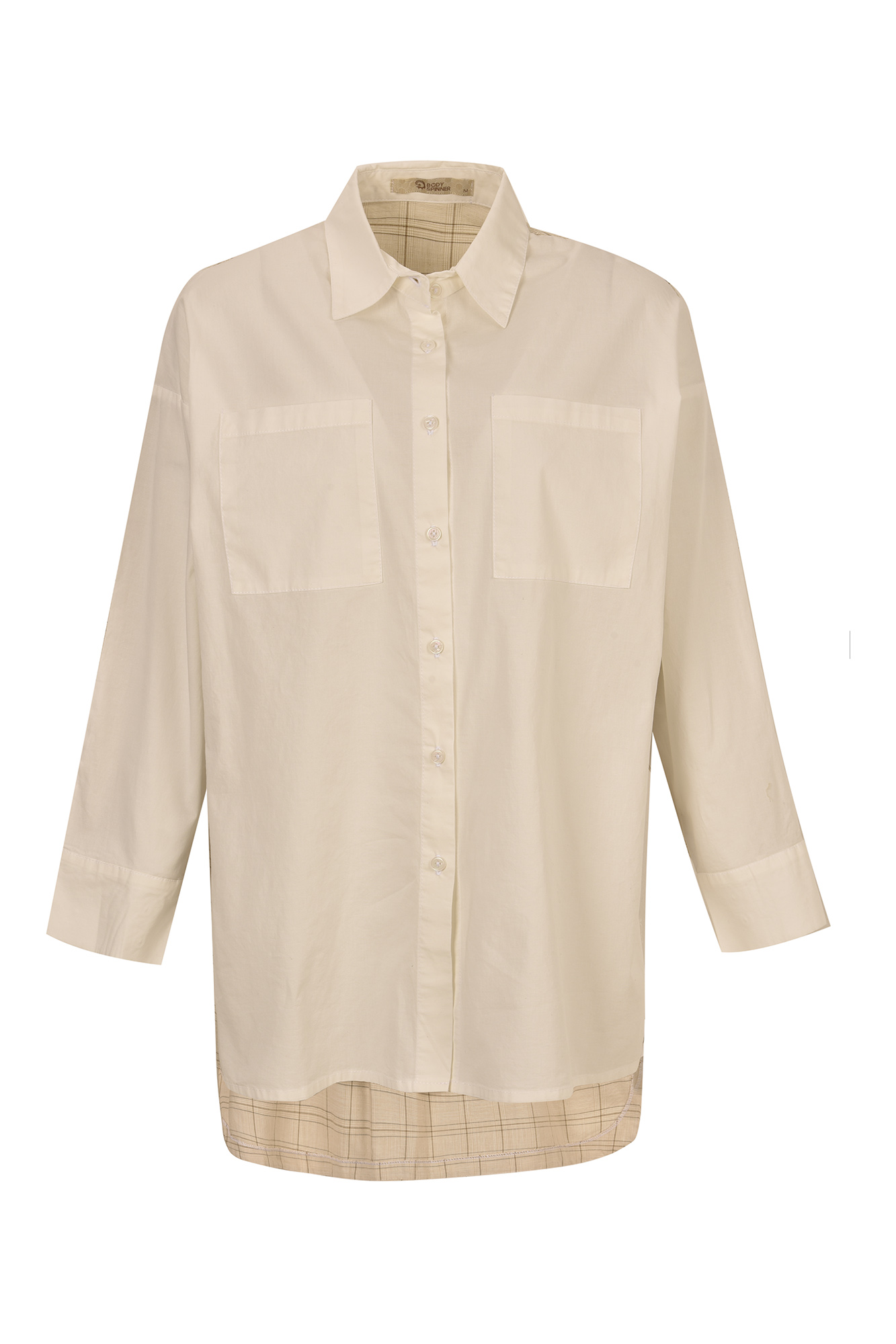 مانتو ترکیبی دو جیب روی سینه