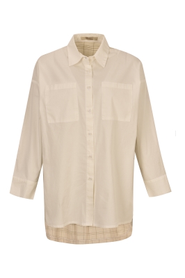 مانتو ترکیبی دو جیب روی سینه