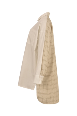 مانتو ترکیبی دو جیب روی سینه