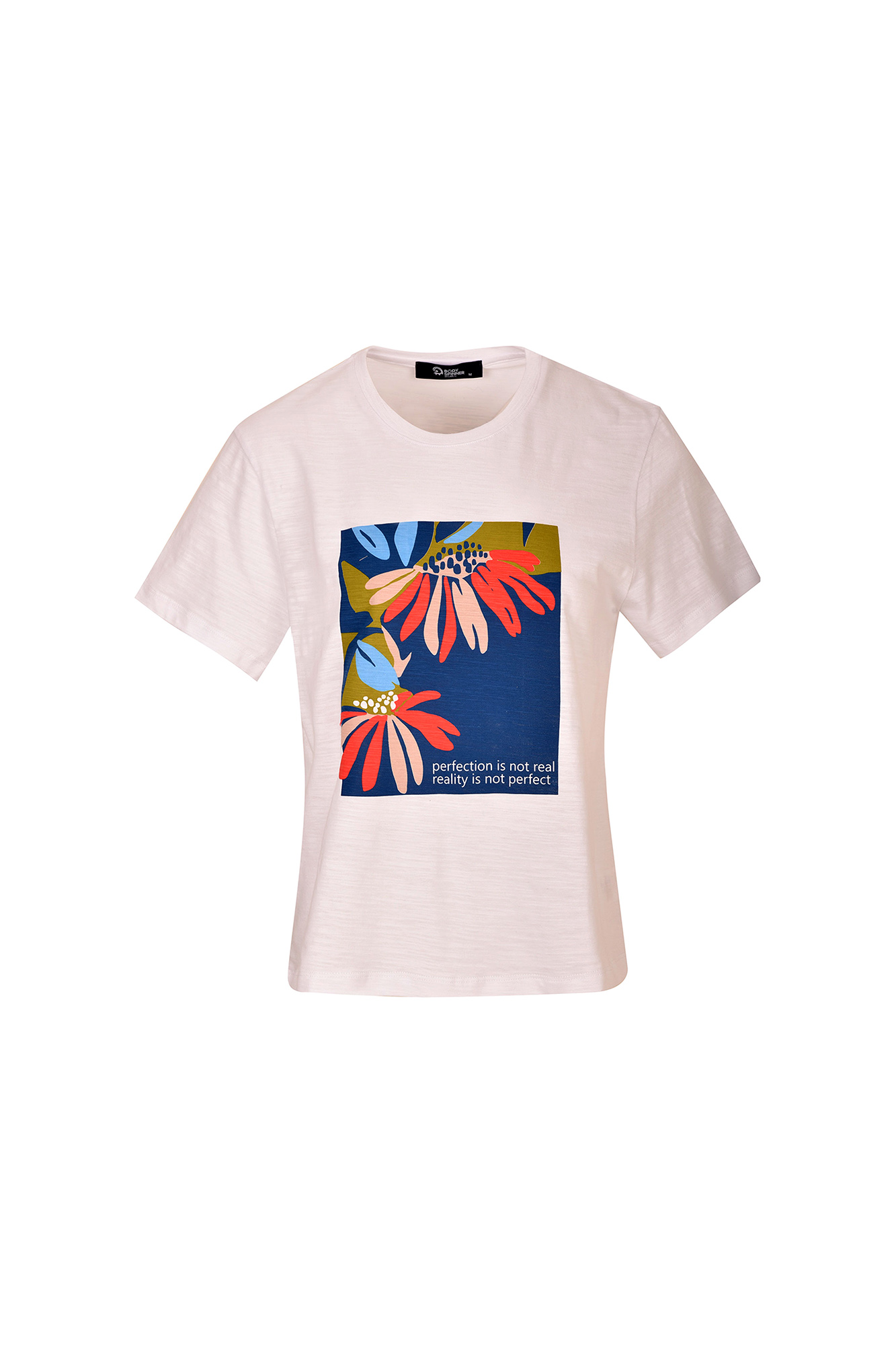 تی شرت یقه گرد چاپ گل