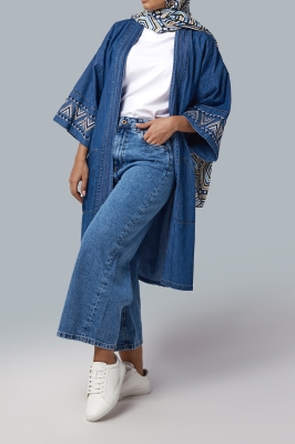 مانتو جین گلدوزی دار