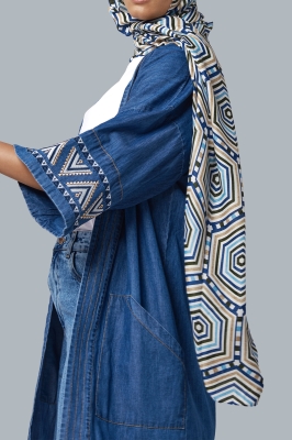 مانتو جین گلدوزی دار