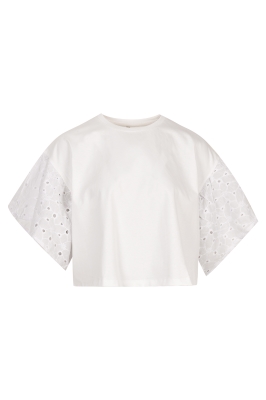 تیشرت یقه گرد آستین طرحدار