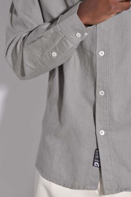 پیراهن آستین بلند یقه دار لینن