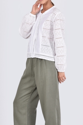 شومیز آستین بلند گلدوزی دار