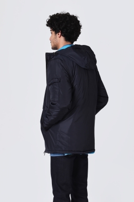 کاپشن بلند پافر آستر آبی