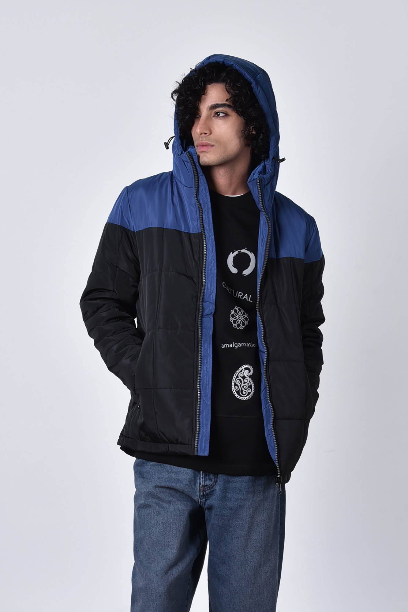 کاپشن پافر دو رنگ