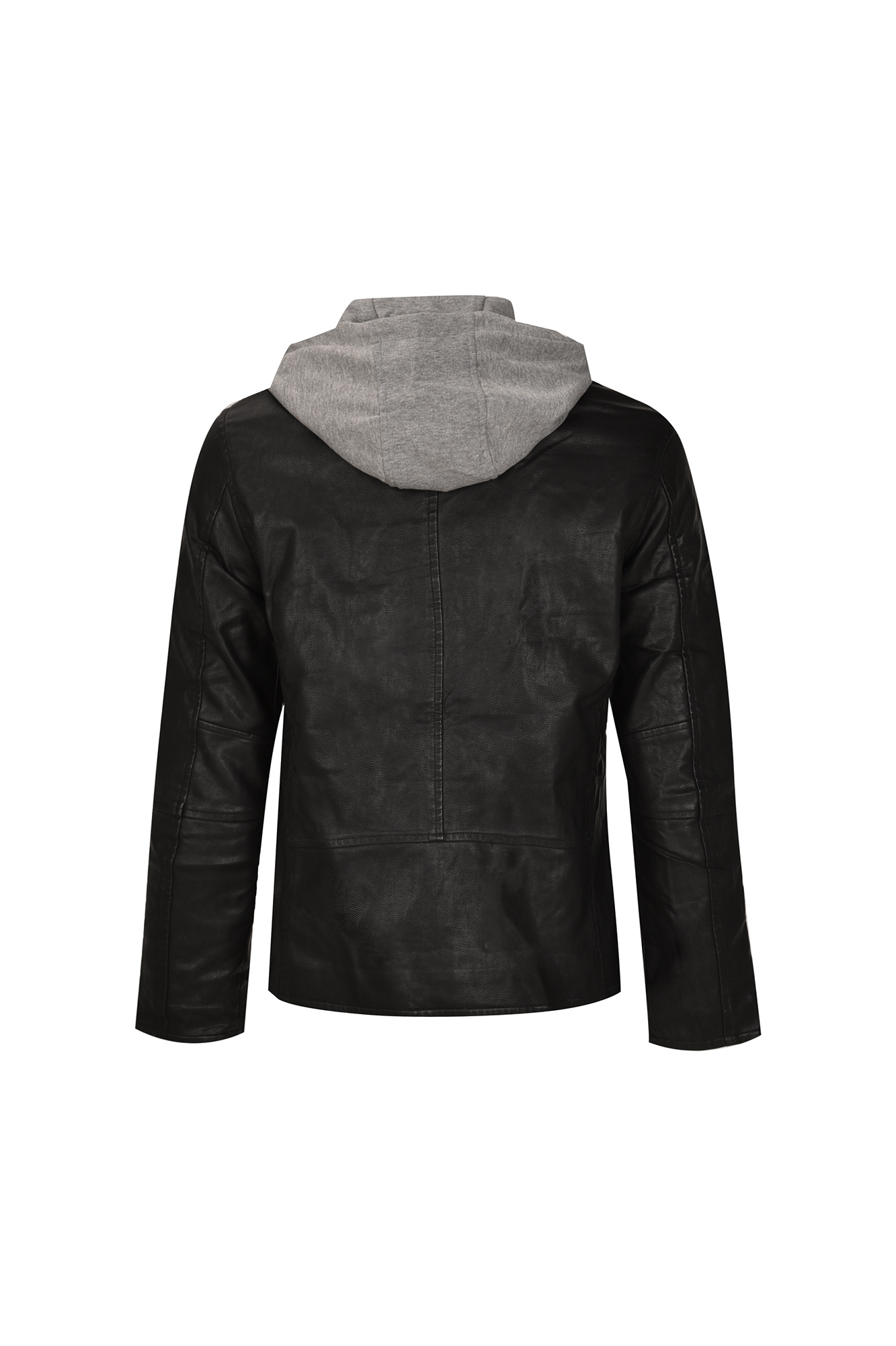 کاپشن چرم کلاه دار