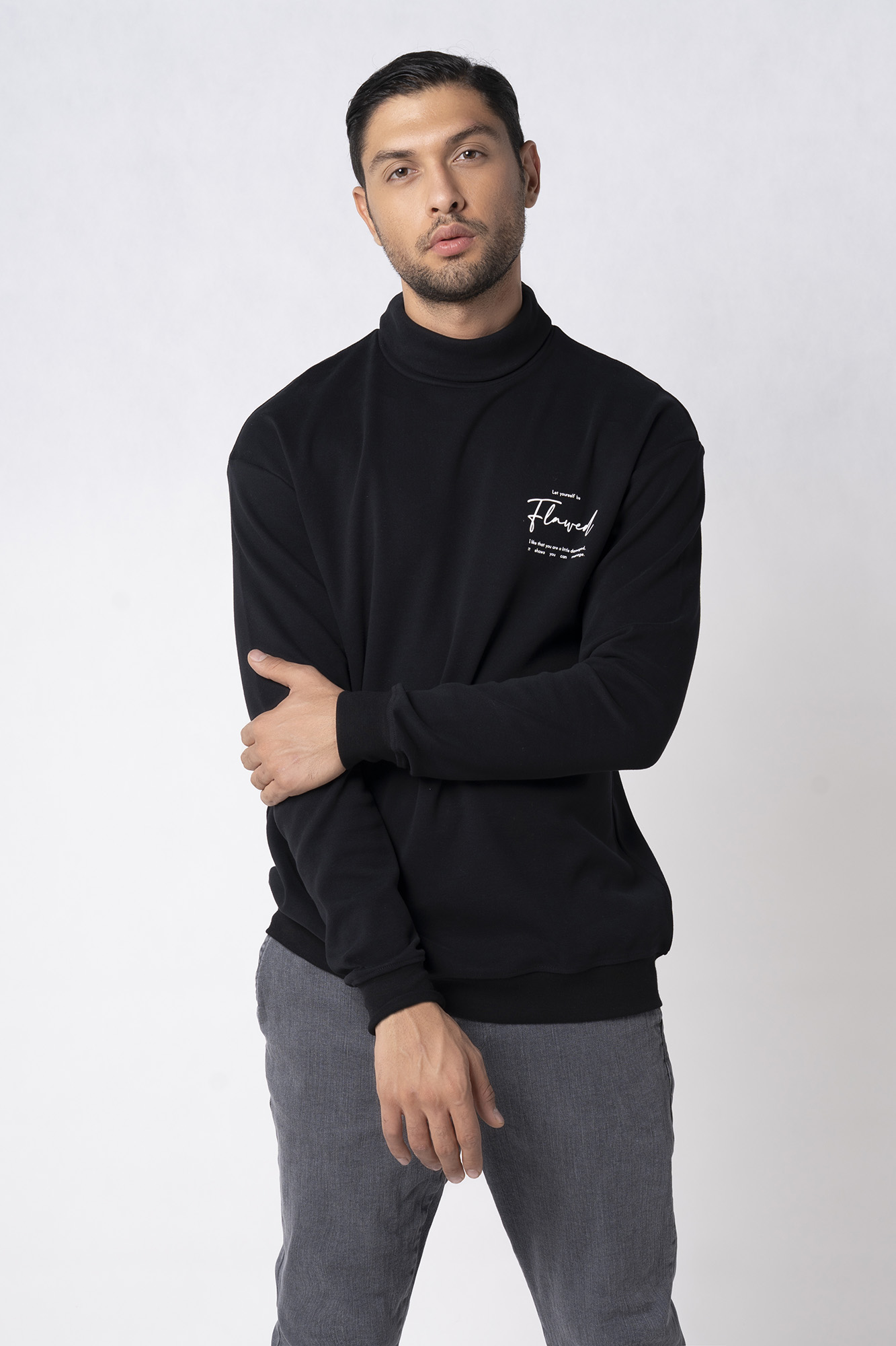 تیشرت آستین بلند یقه اسکی چاپی