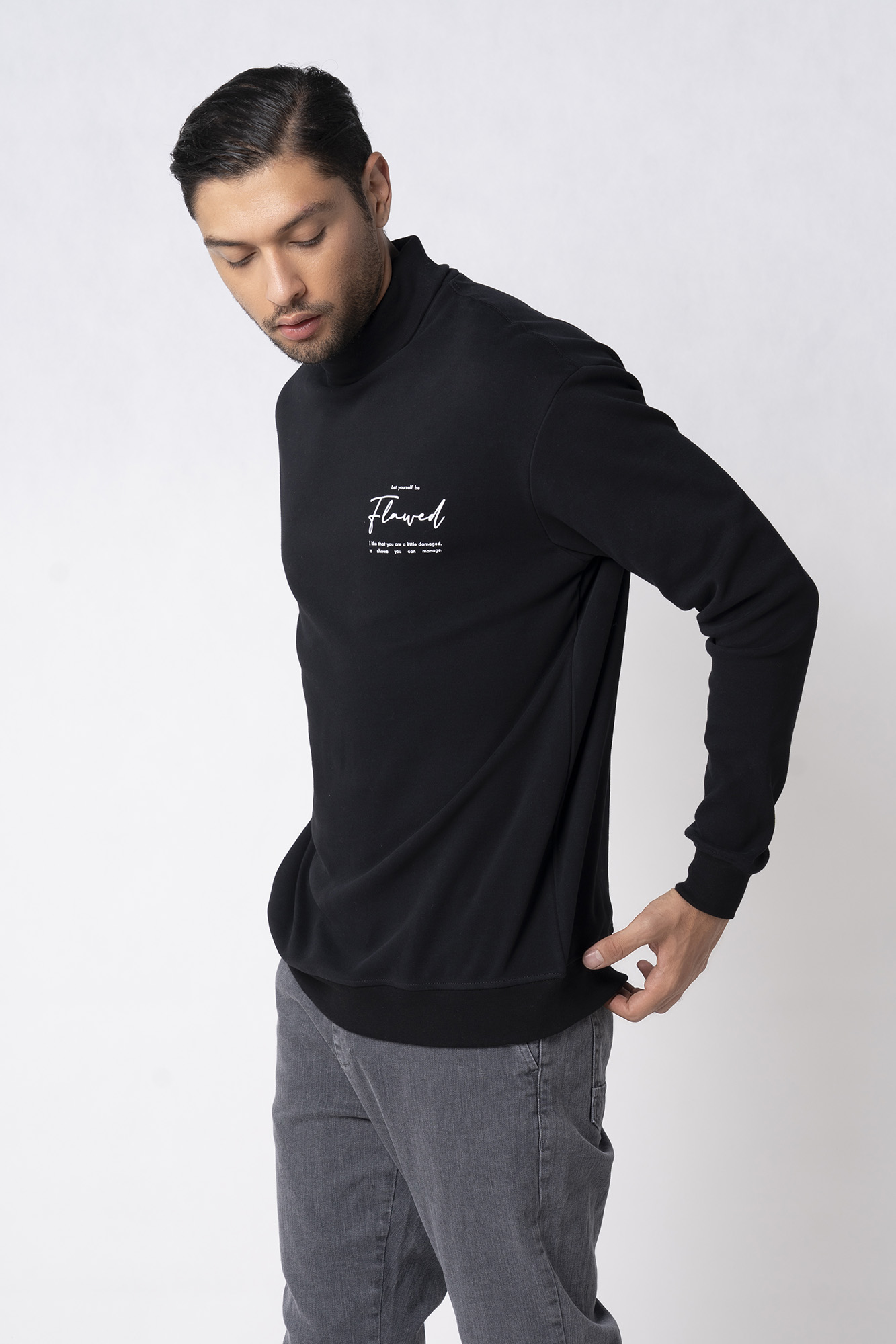 تیشرت آستین بلند یقه اسکی چاپی