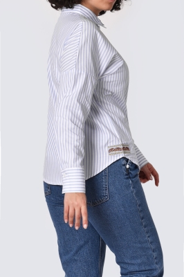 شومیز آستین بلند راه راه برش دار