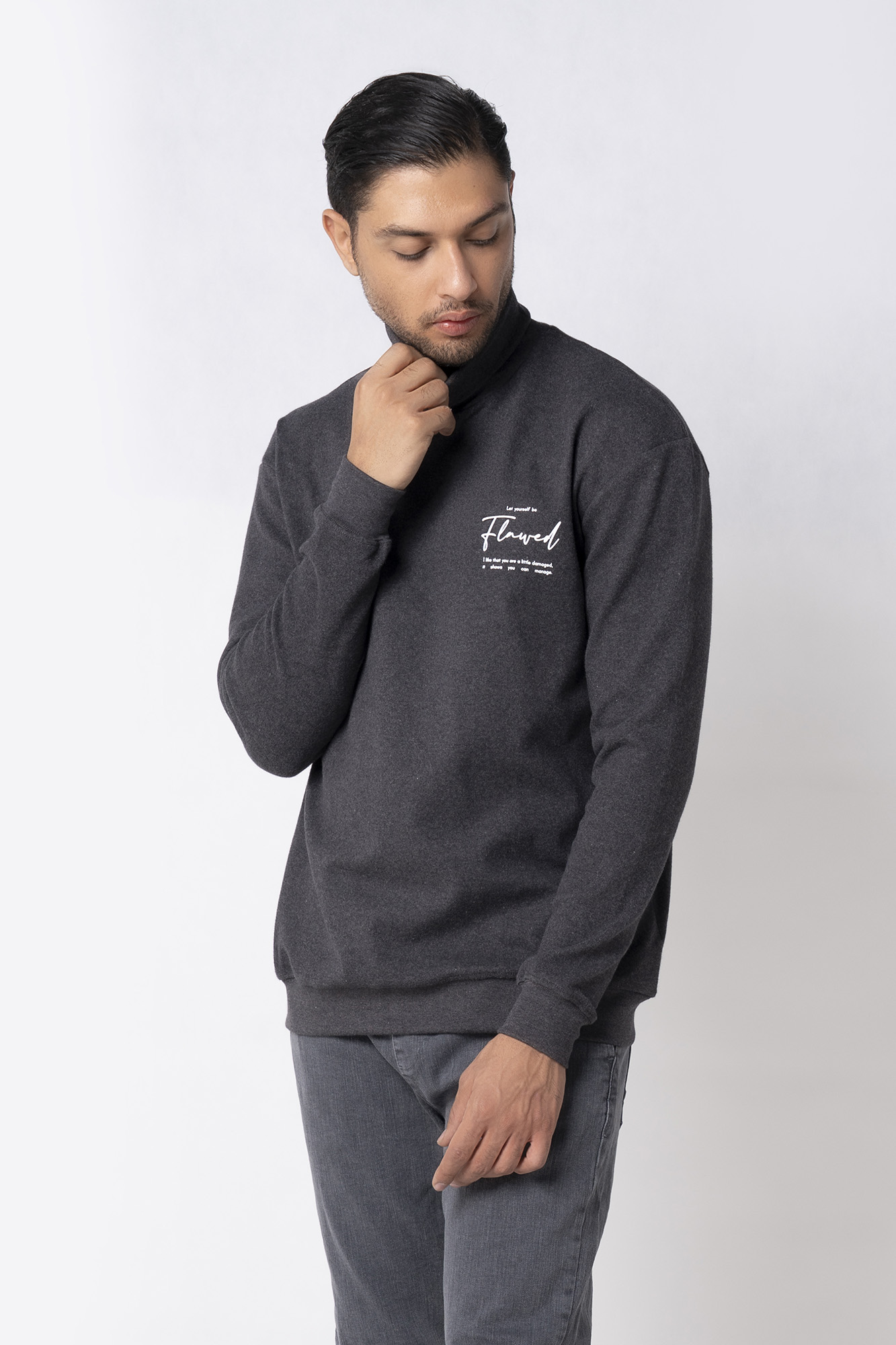 تیشرت آستین بلند یقه اسکی چاپی