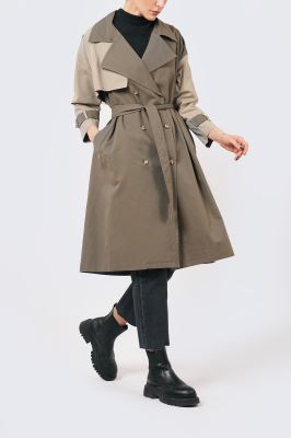 ترنچ کت دو رنگ آستر دار