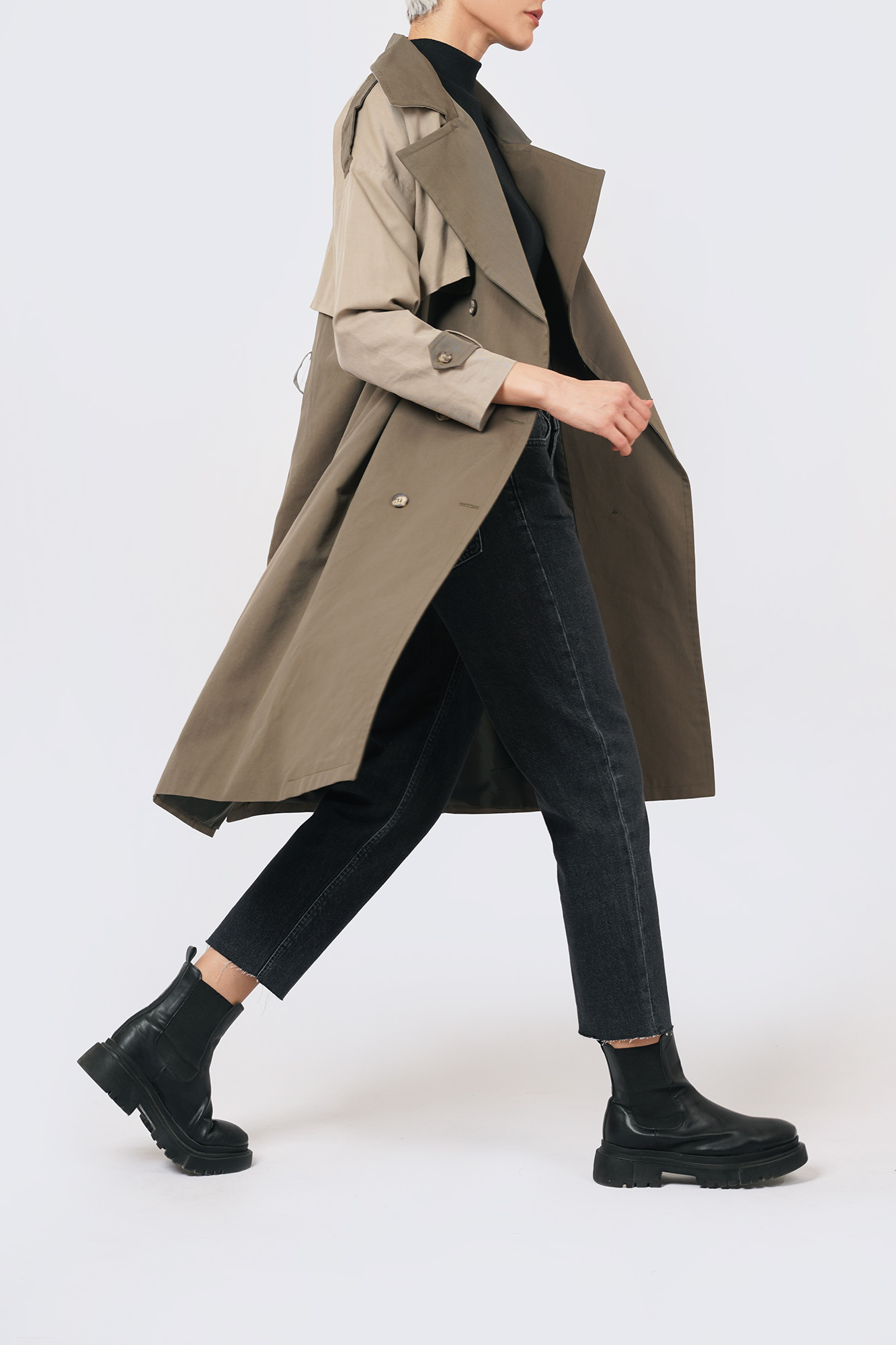 ترنچ کت دو رنگ آستر دار